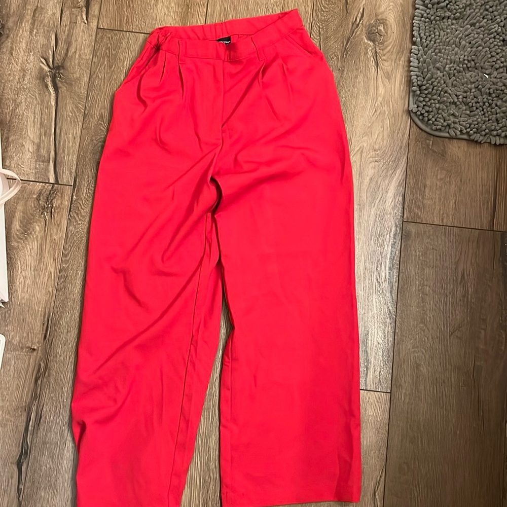 EUC red wide leg trouser